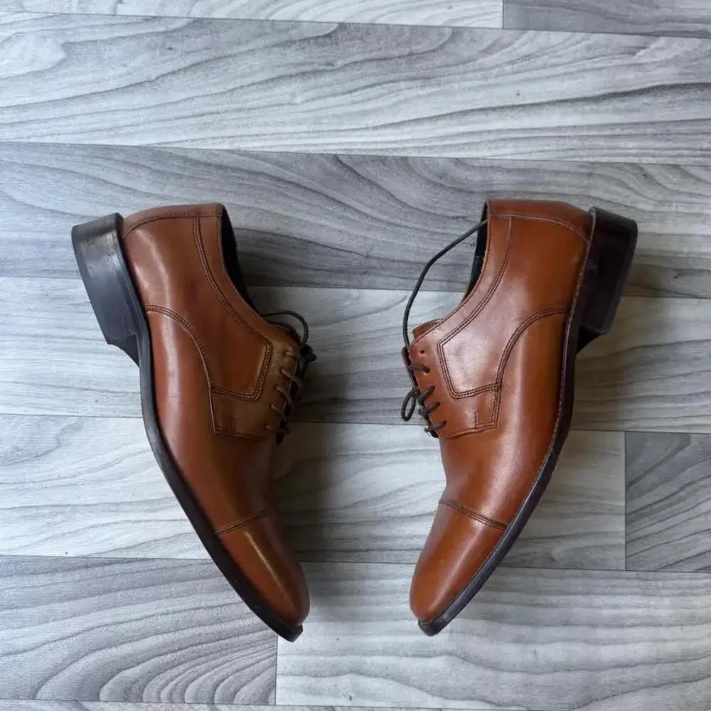 J. Murphy by Johnston & Murphy Vintage Leather Oxford Dress Shoes Brown 9.5